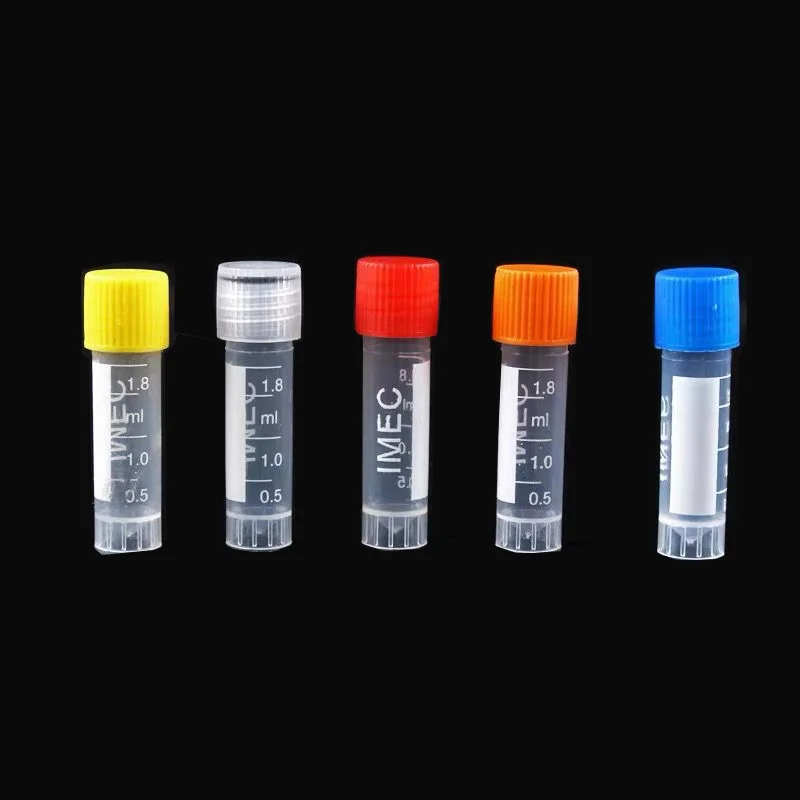 1.8ml  Freezing Tubes Graduated Lab Plastic 2ml Cryopreservation Tubes Cryotube Sample Cryovial test tubes With Screw Cap 100pcs
