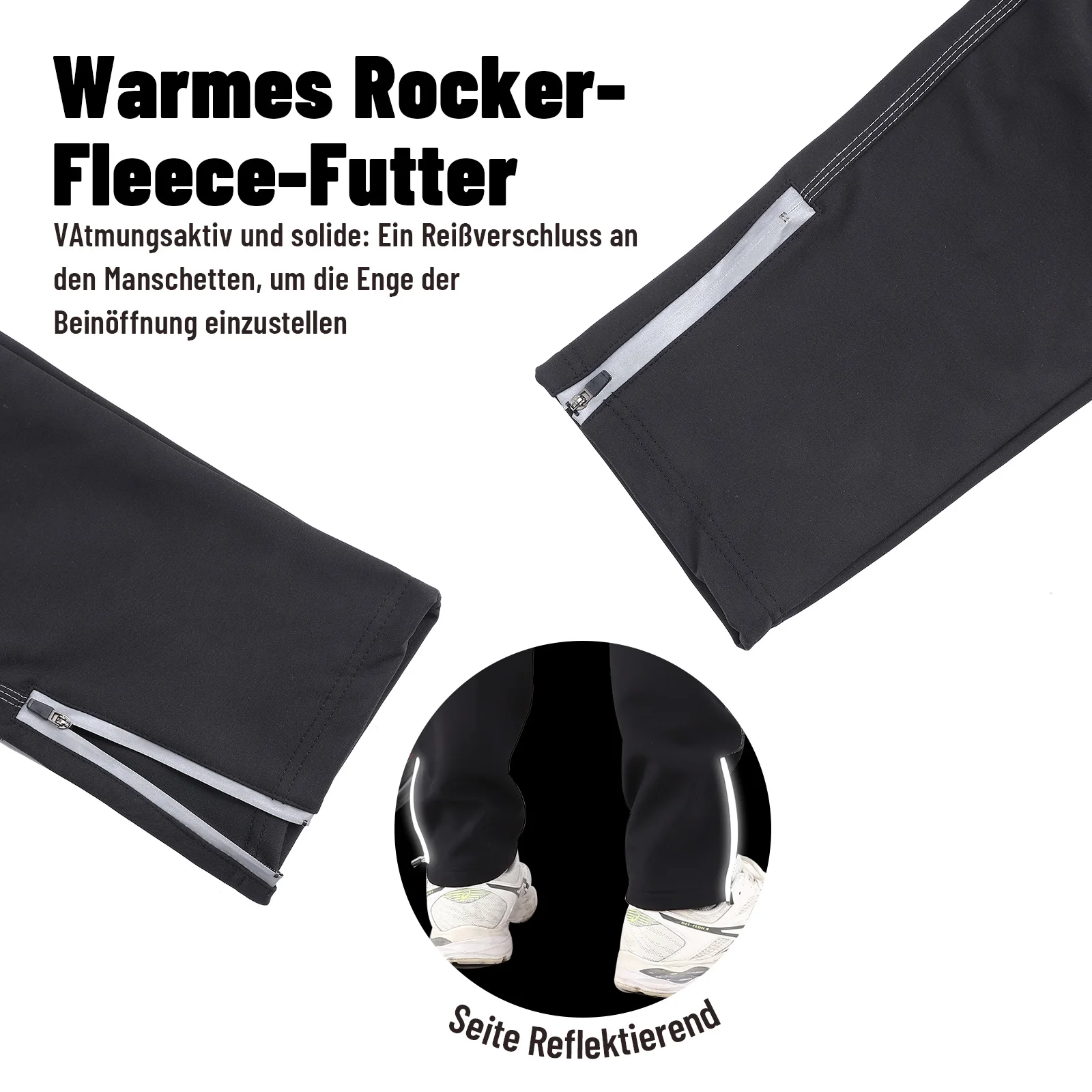 WEST BIKING Winter-Fleece-Radhose, winddicht, wasserdicht, Herren-Thermo-Fahrradhose, MTB-Outdoor-Sporthose, Schwarz, S-4XL – Detail 9