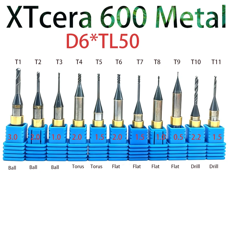 Dental Lab XTcera600 Metal Milling Cutters CADCAM Milling for Titanium Disc Cobalt Chrome Alloy Disc Shank 6MM