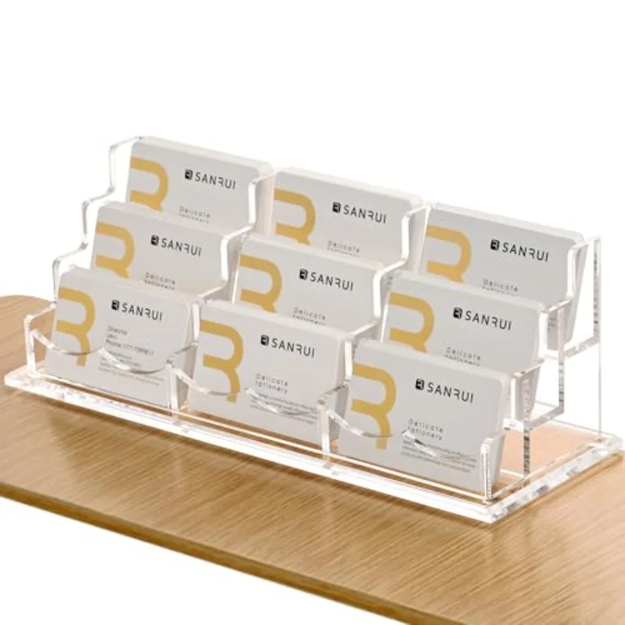 

Clear Horizontal Business Card Holder Stand for Desk, Acrylic Desktop Display Name Cards Holders Organizer Storage Rack, for Ex