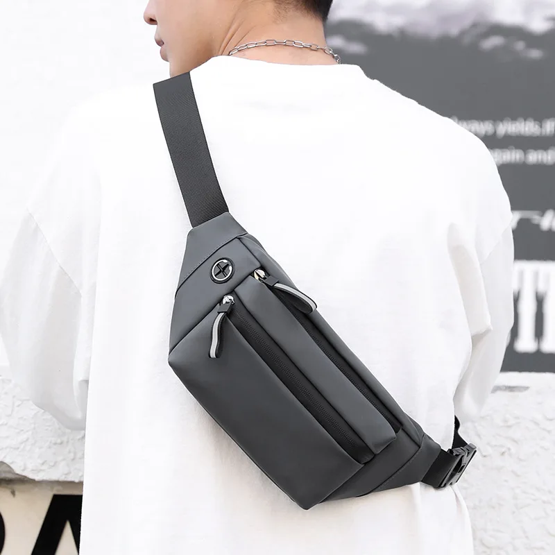 Simple Solid Color Chest Bags for Men Multiple Layers High Capacity Women's Travel Waist Bag Waterproof Casual Female Handbags