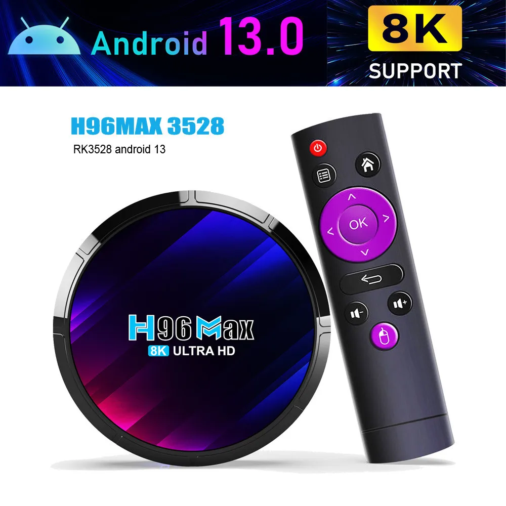 

H96MAX RK3528 Android 13 TV Box 4GB 64GB Support 2.4G/5.8G WiFi6 BT5.0 4K Video 8K 24Fps Set Top TV Box