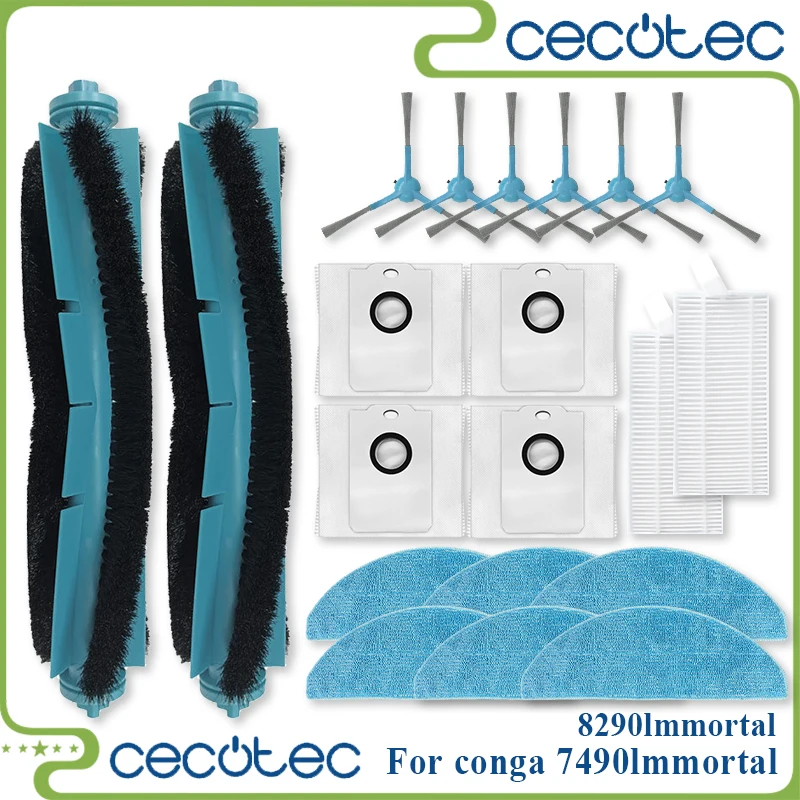 For Cecotec Conga Compatible 7490 Immortal / 8290 Immortal / Kabum Smart 900 Spare Parts Brush Mop Filter Dust Bag Accessories