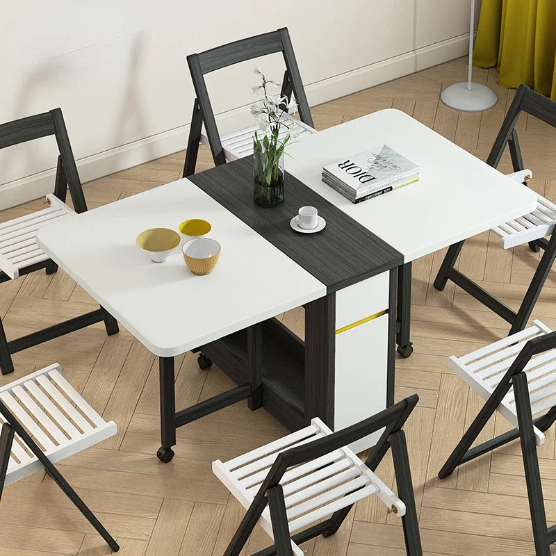 Folding Dining Table Small Apartment Household Movable 8 People Eating Foldable Table Folding Table Children