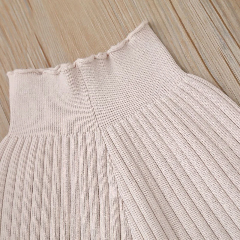 2023 Autumn New Knitted Wide Leg Pants Korean Boys and Girls\' Sweater Pants Children Casual Pants Loose Striped Trousers