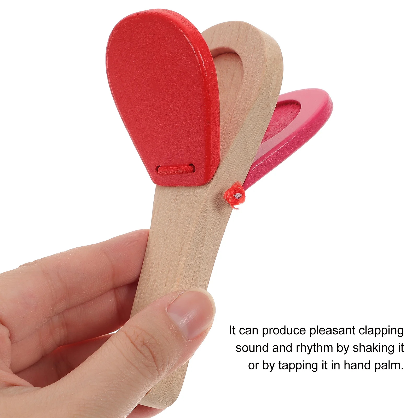 صنجات خشبية بمقبض طويل مصفق للأطفال، إيقاع موسيقي خفيف الوزن، ألوان زاهية، أدوات قرع متنوعة #6