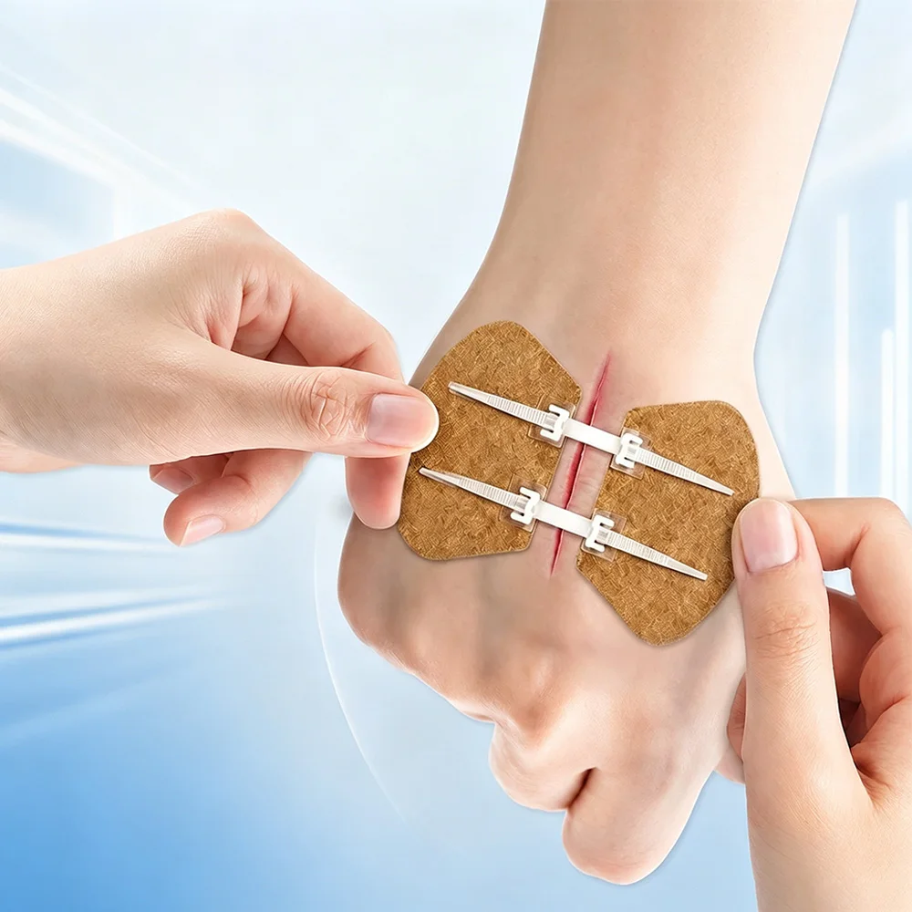 Pull-Tab Wound Tension Reducer, Large Size Skin Tension Reduction Patch, Non-Invasive Wound Closure, Postoperative Wound Tension Care, Home First Aid Trauma Dressing (Double Buckle/Three Buckle)