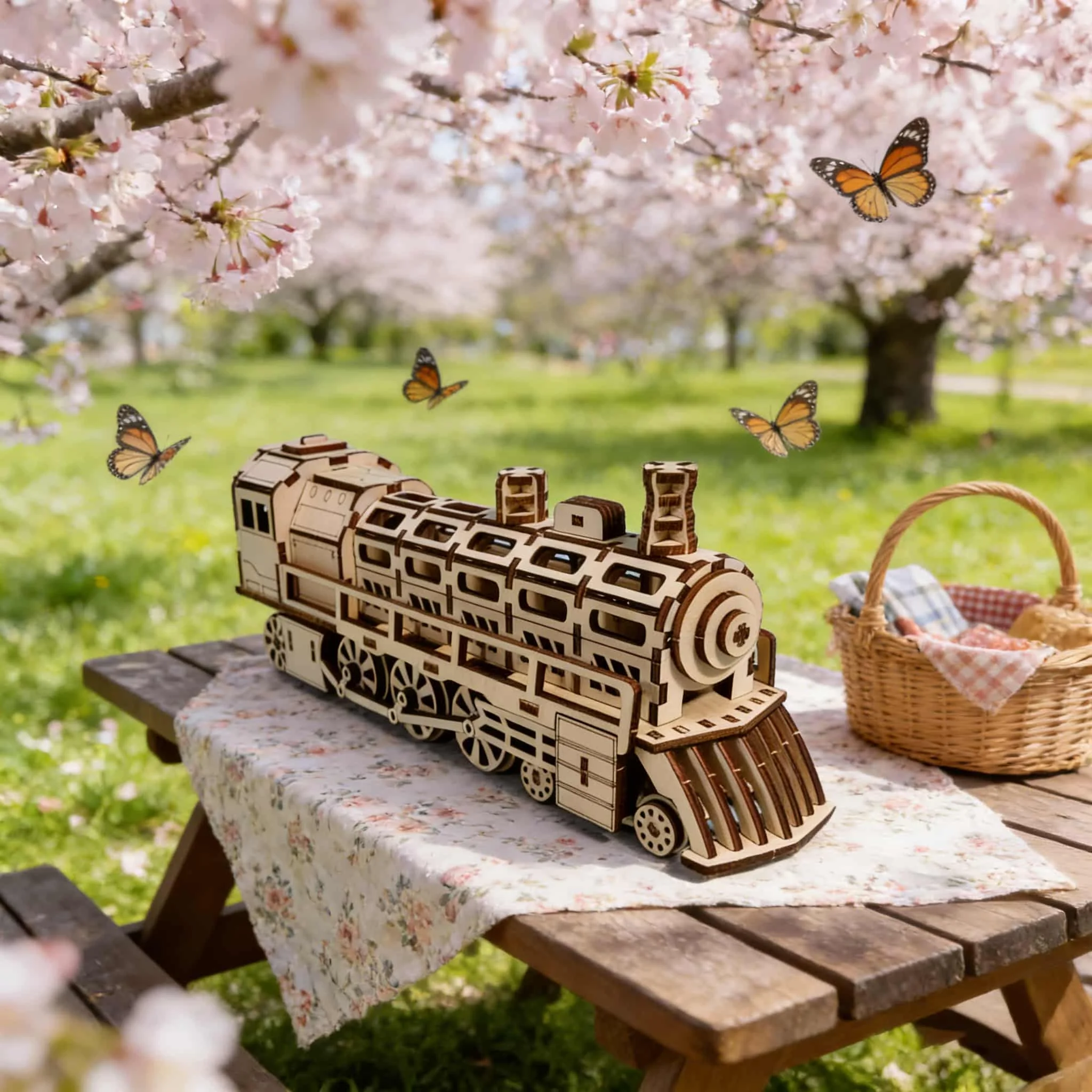 

3D Wooden Puzzle Locomotive, Scale Model, DIY Model Kit, Handcrafted Gift, Home Decor, Assembly Toy