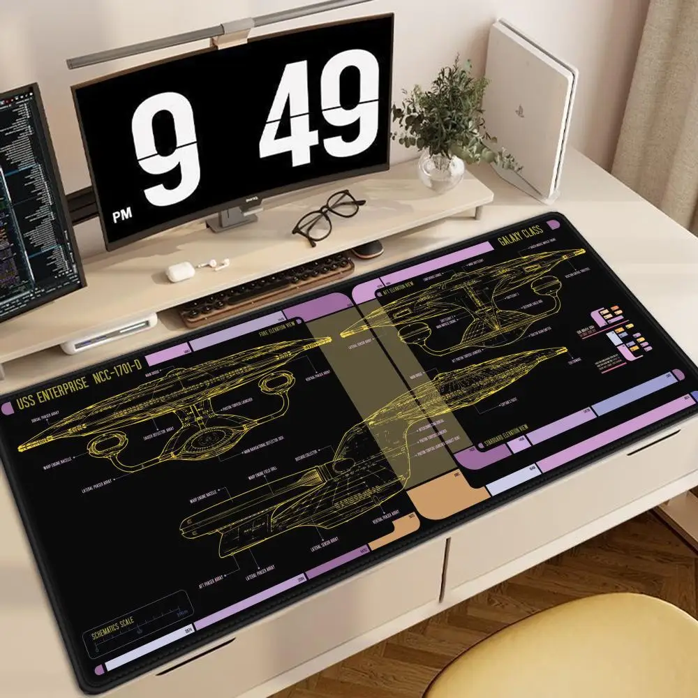 Raumschiff Blueprint Gamer Mauspad Schreibtischunterlage Computerschrank Star Trek Spiel Bürozubehör Tastatur Anime Extended Large