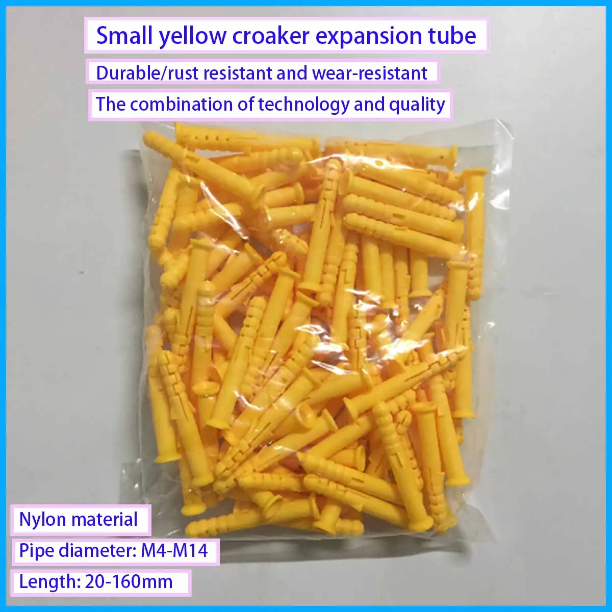 

Yellow Plastic Expansion Wall Anchors Plugs with BoltsStandard Heavy Duty Wall Plug Anchor Screws for Construction Fasteners