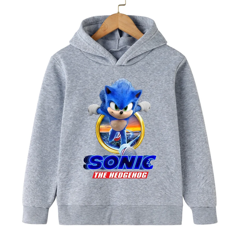 سترة بقلنسوة للأطفال مطبوعة بصور ديناميكية سونيك، دع الأطفال ارتداء أزياء مرحة مستوحاة من الألعاب
