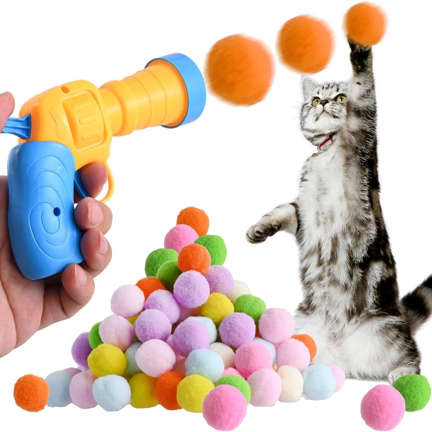 Exciting Premium Interactive Cat Toy Balls - Engaging Pack of 100 Quiet Elastic Balls for Nonstop Active Playtime - Endless Indo