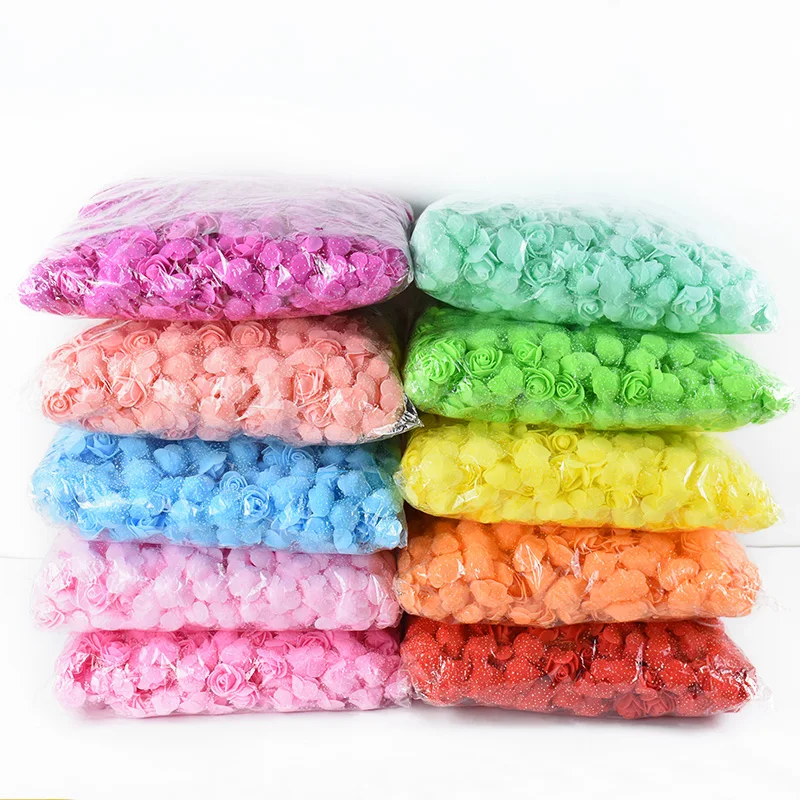 50 adet 4 cm Mini Dantel Köpük yapay çiçek Renkli Gül Düğün Doğum Günü Sevgililer Günü Partisi Dekorasyon DIY Zanaat Çelenk Hediye