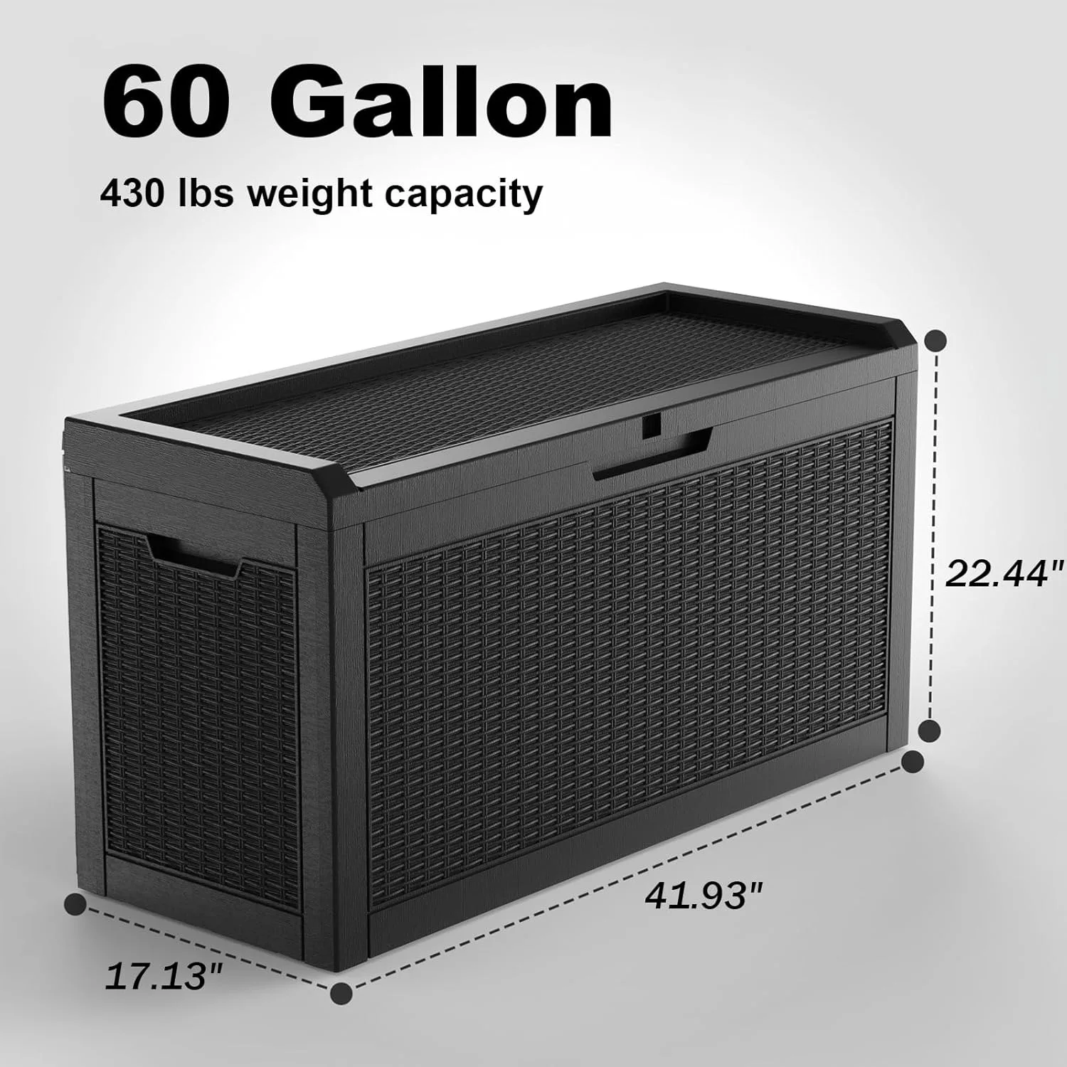 

60 Gallon Outdoor Storage Deck Box: Waterproof for Patio Furniture, Garden Tools, Cushions & Pool Accessories