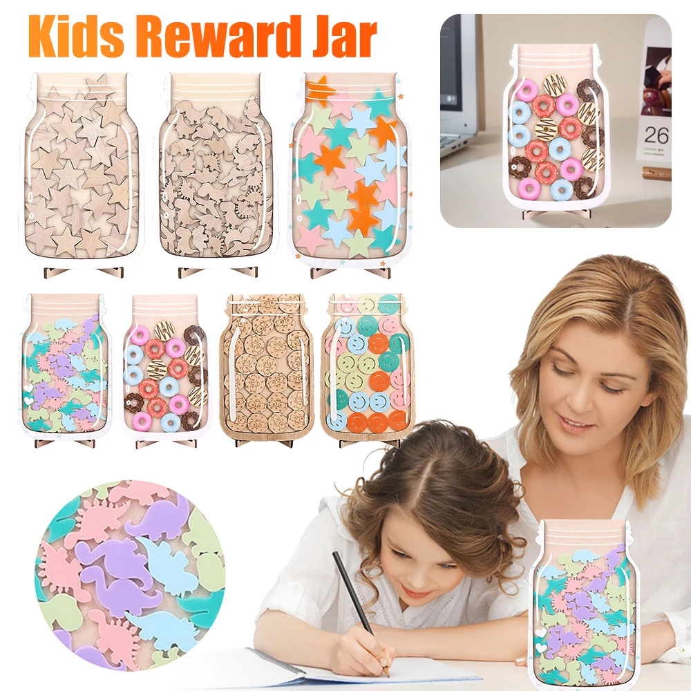 DIY Wooden Reward Jar for Kids as Chore Chart With 25pcs Tokens Children Birthday Gift Students Motivation Tool Teacher Gift