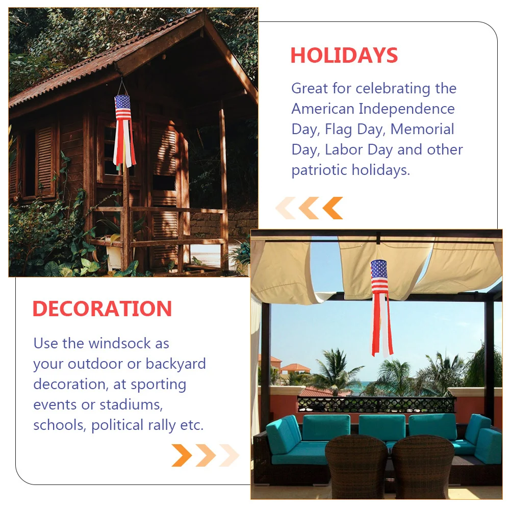 

1Pcs American Flag Windsock Stars Stripes Red White Blue Patriotic Outdoor Decoration Usa Flag Decor Independence Day Memorial