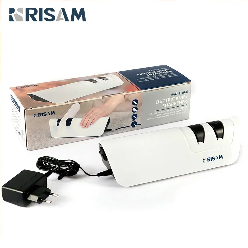 

RISAM Electric Knife Sharpener Sharpening stone 12W Diamond Sharpening System 4 Stage Whetstone EU PLUG Knives Grinder Fixed