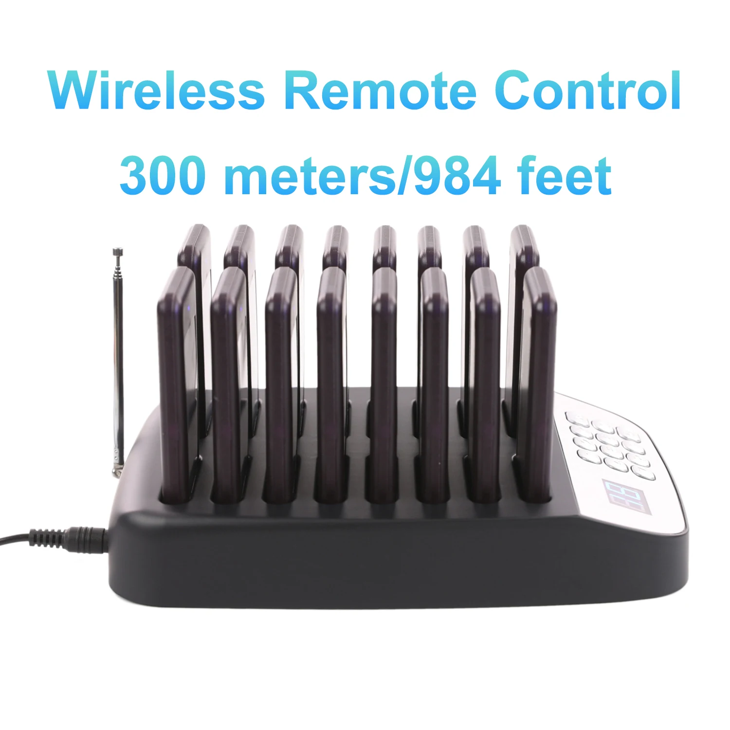 Wireless Restaurant Pager System Queue Paging System 16 Beepers Food Pager for Coffee Dessert Shop Food Truck Bar