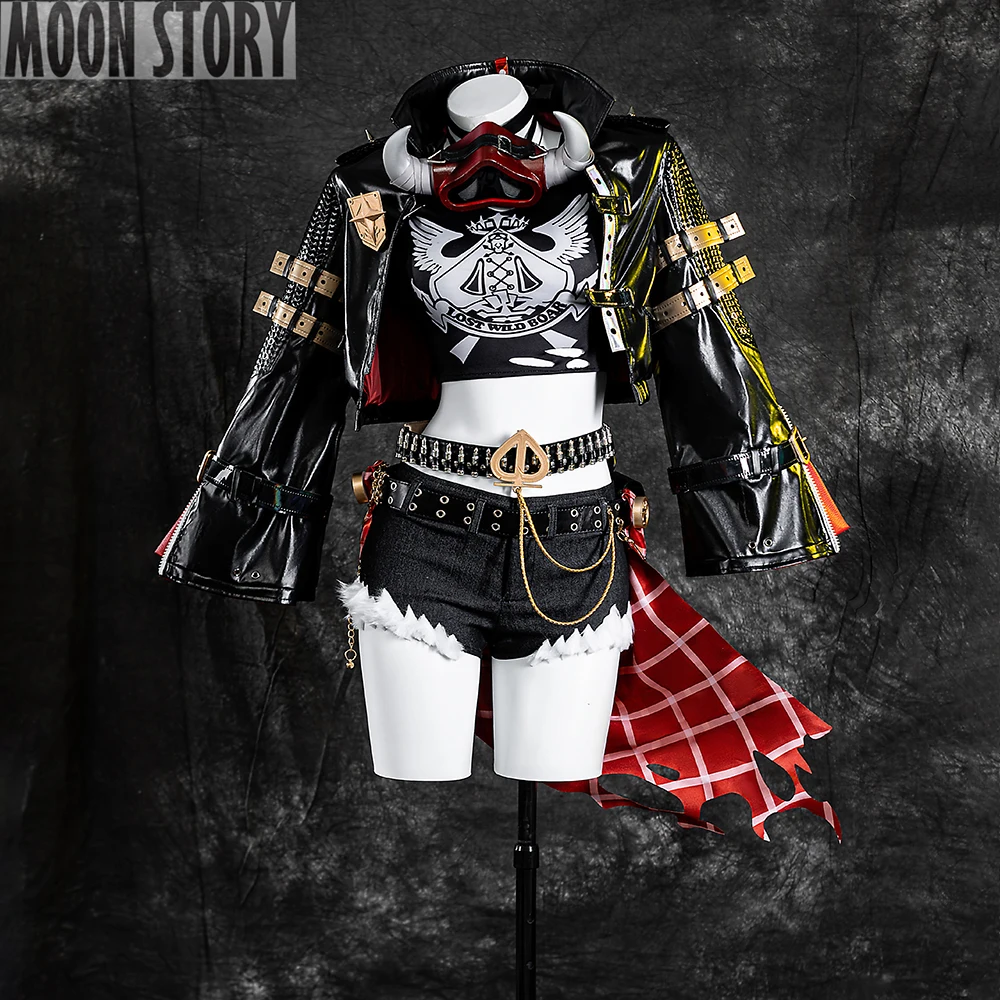 

Halloween Carnival Game Zenless Zone Zero Cosplay Costume Sons Of Calydon Cute Girl Lucy Black Leather Coat Helmets Mask