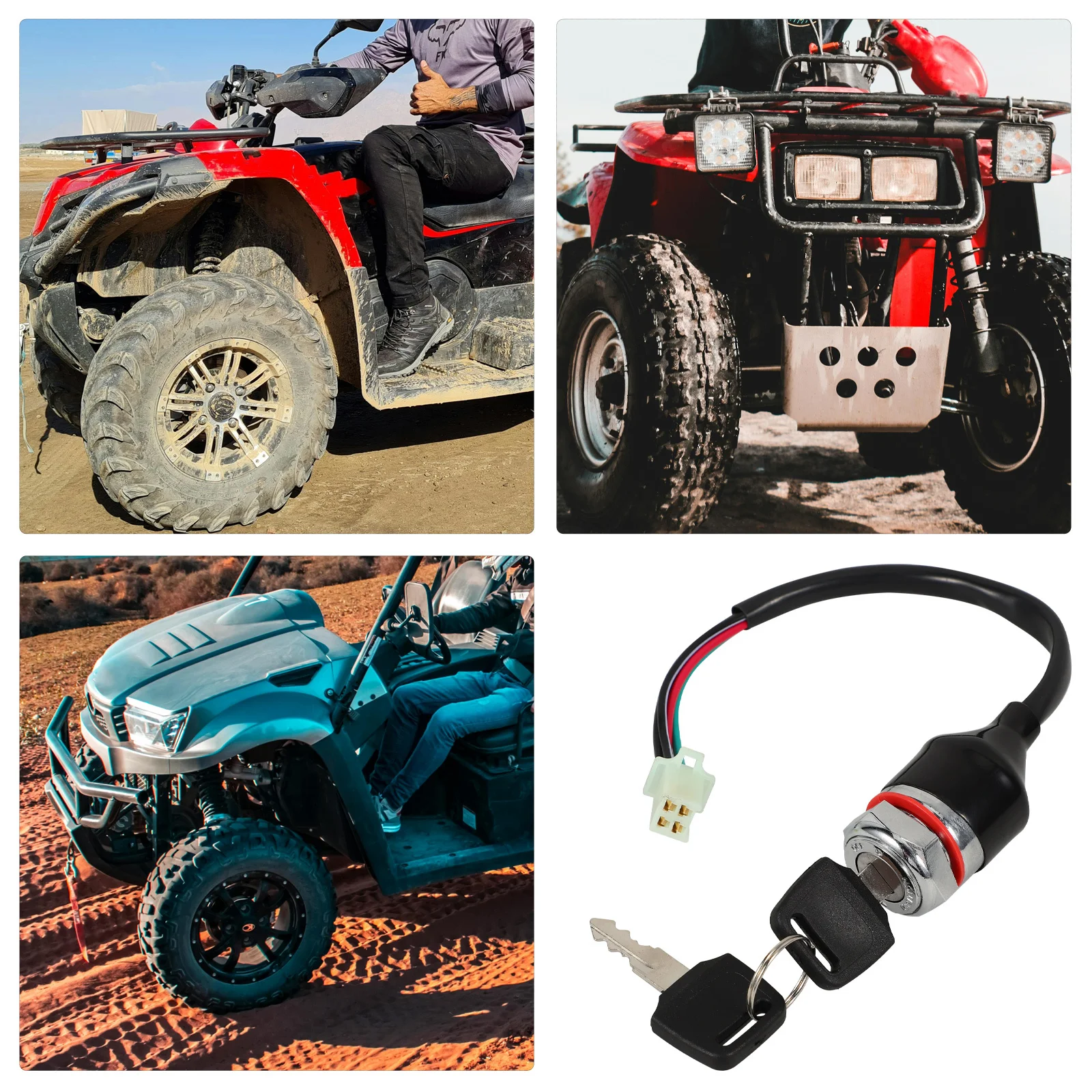 

Ignition Switch 4 Wire Keyed Atv Motorcycle Replacement Easy Installation Reliable Locking Mechanism Outdoor Fun