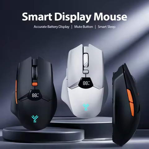 Wireless Mouse 2.4G &amp; Bluetooth, 6-Level DPI (800 to 6400), 600mAh Battery, Ergonomic Design for PC/Laptop, Black &amp; Grey White