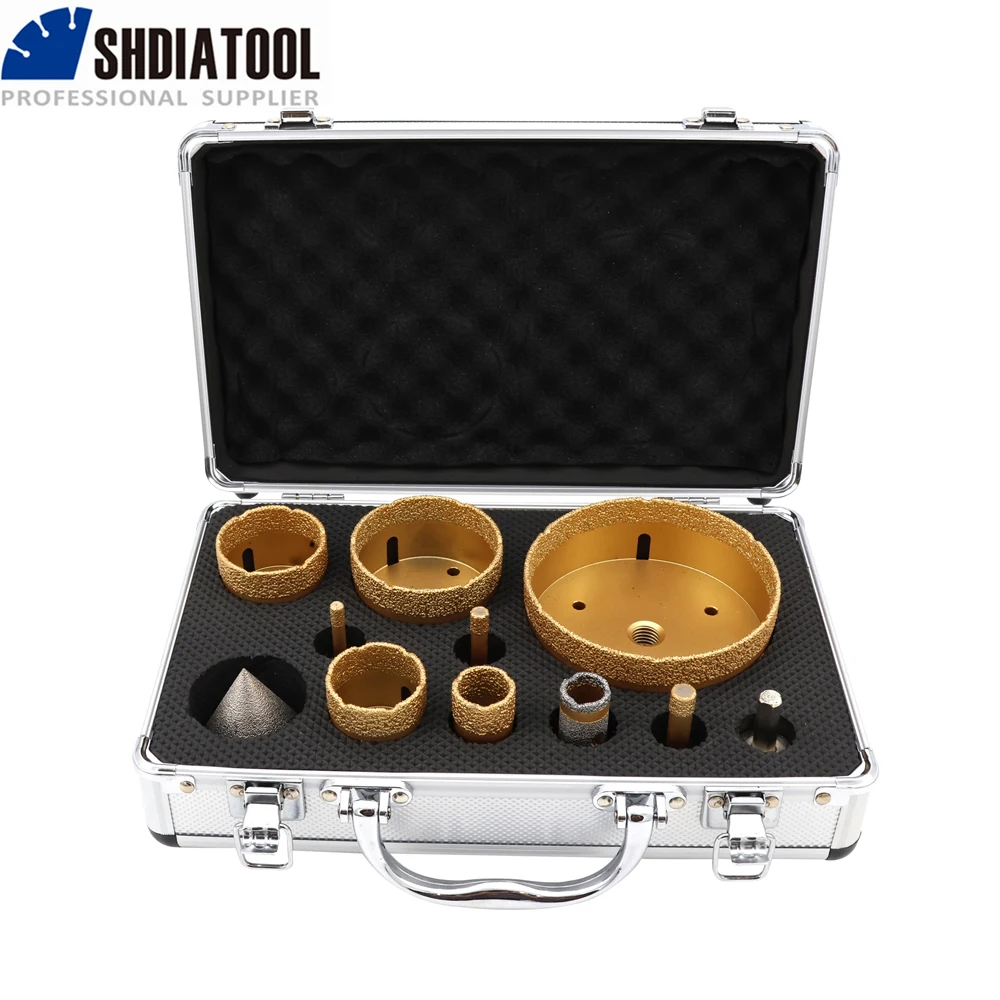 Imagem -02 - Shdiatool-kit de Brocas de Diamante Serra Buraco Broca de Perfuração Chanfro de Diamante e Adaptador mm mm 10 mm 25 mm 40 mm 50 mm 68 mm 110 Milímetros 11 Peças