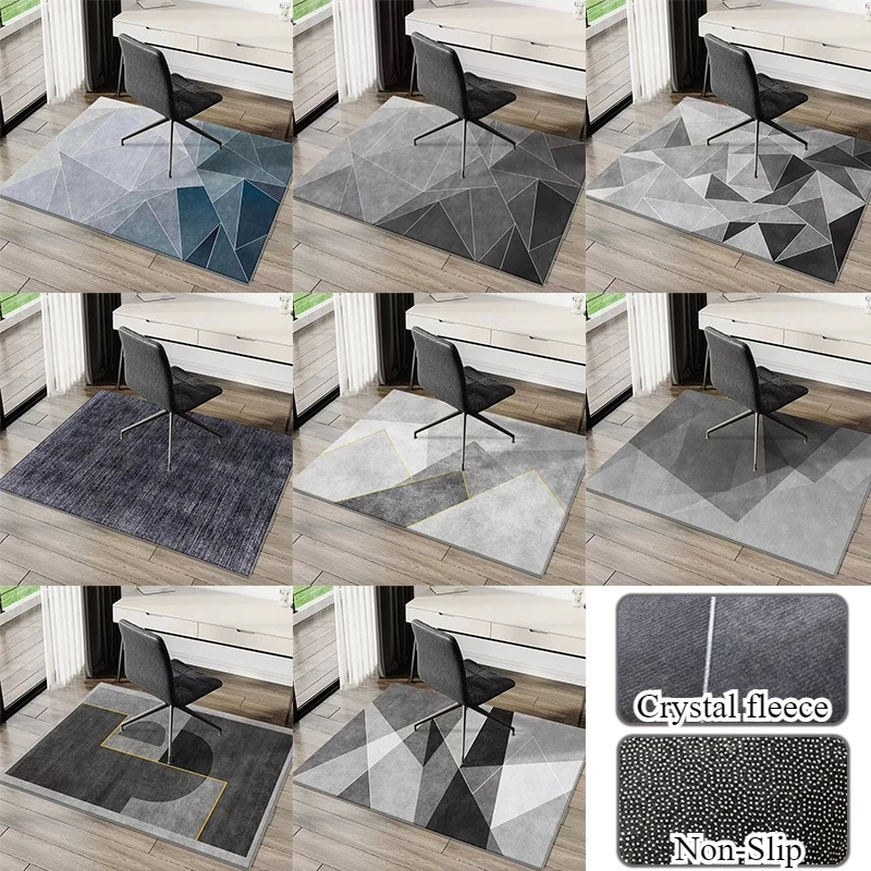 

Geometric Crystal Velvet Carpet Study Office Computer Desk Non-Slip Easy Clean Table Chair Rug for Bedroom Living Room Decor 러그