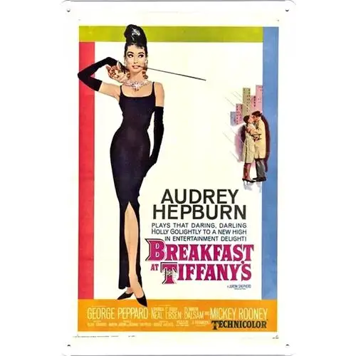 Audrey Hepburn Frühstück bei Tiffany's Vintage Metallschild Retro-Filmschild