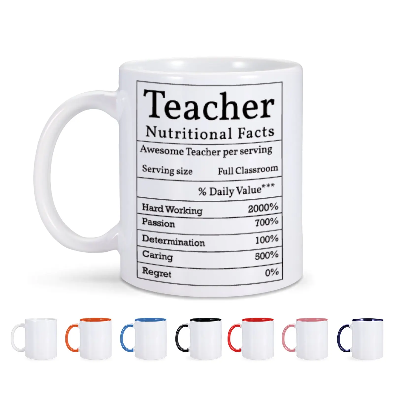 Teacher Coffee Mug Teacher Appreciation Gifts Teacher Nutritional Facts Mug Funny Coffee Mug Teachers Gifts for Women Men