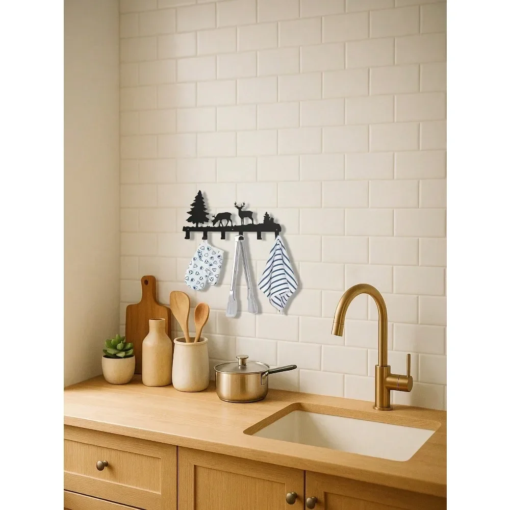 خطافات حائط سوداء غير لامعة مقاومة للصدأ شديدة التحمل - خطافات معطف مقاومة للماء لتوفير المساحة للقبعات والسترات والأكياس والمناشف - Easy Mou