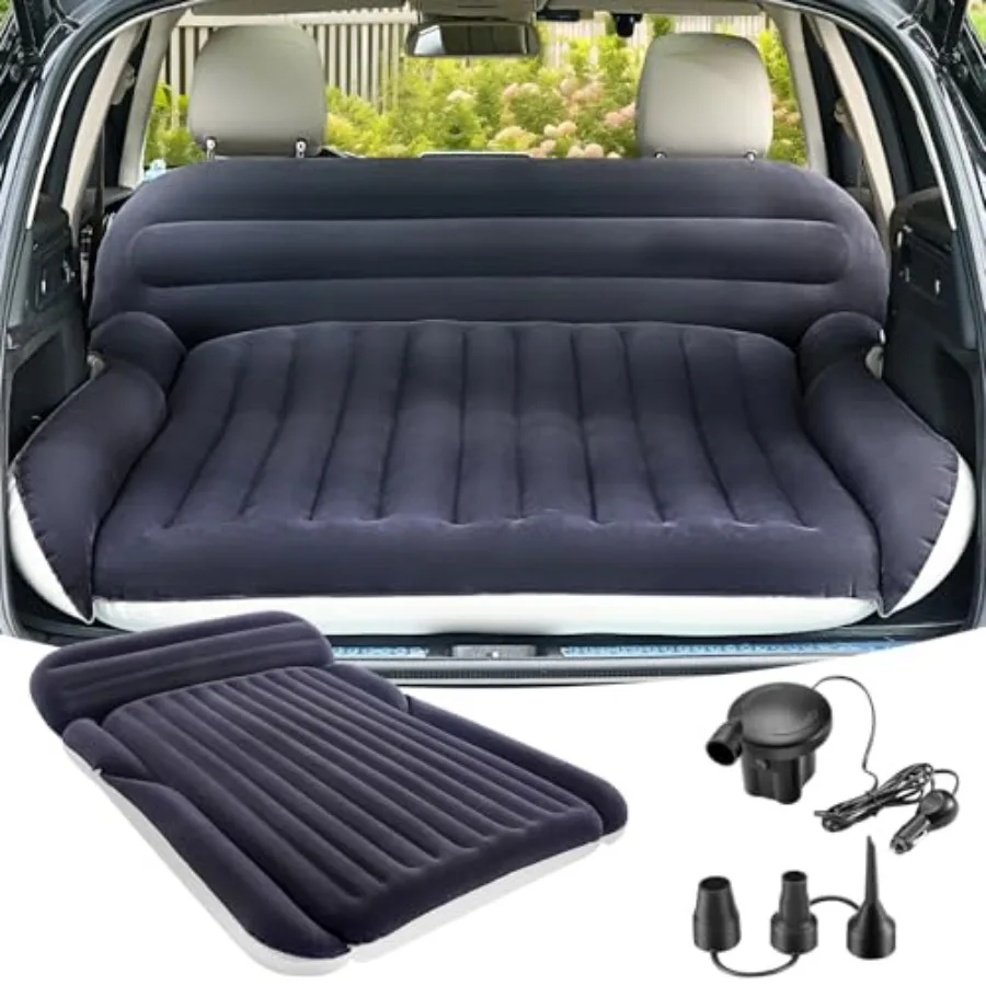 

SUV Air Mattress with 2 Pillows Thickened and Flocked Car Bed Portable Travel Pad for Camping and Road Trips Quick Inflate and