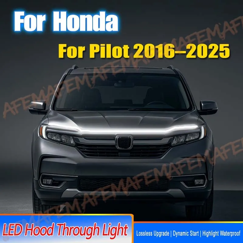 For Honda Pilot 2016-2025 Led CarHood Daytime Running Light Strip WithStart Scan Car Decorative Atmosphere Lamps DRL Waterproof