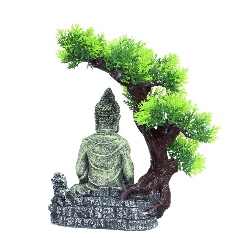 Resin Buddhist Statues Fish Tank Aquarium Buddha Ornaments Fishbowl Accessories Tree Decoration Pet Jellyfish Carp Turtle Shrimp