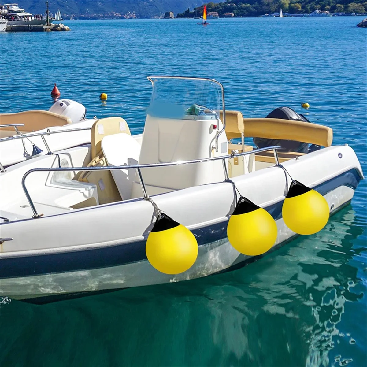 Pára-choques de barco de pvc resistente bola redonda âncora bóia doca pára-choques bola proteção inflável bóia de amarração marinha vermelho
