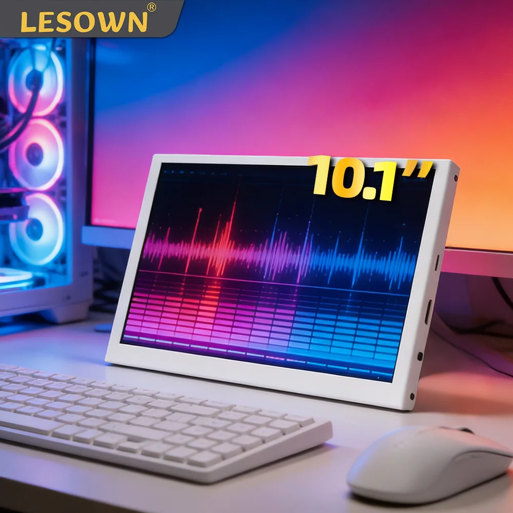 

Портативный монитор LESOWN 10.1 дюйма, 1024x600 IPS LCD, маленький дисплей, Plug & Play, дополнительный экран, монитор для путешествий, для музыкального спектрального анализатора