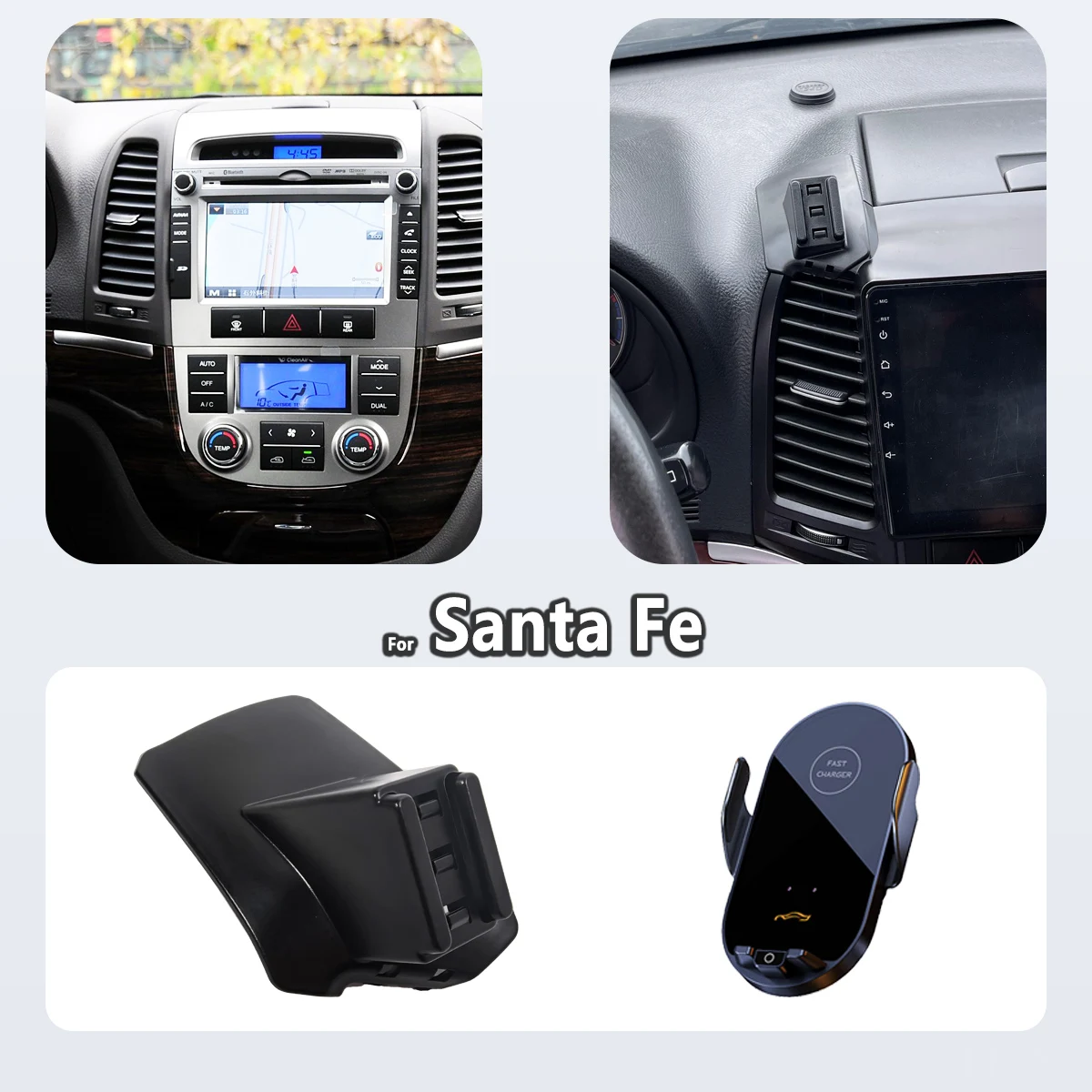 Suporte de telefone especial para hyundai santa fe 2006-2008 2009 2010 2011 2012 suporte magnético de telefone para carro base invisível com detecção 