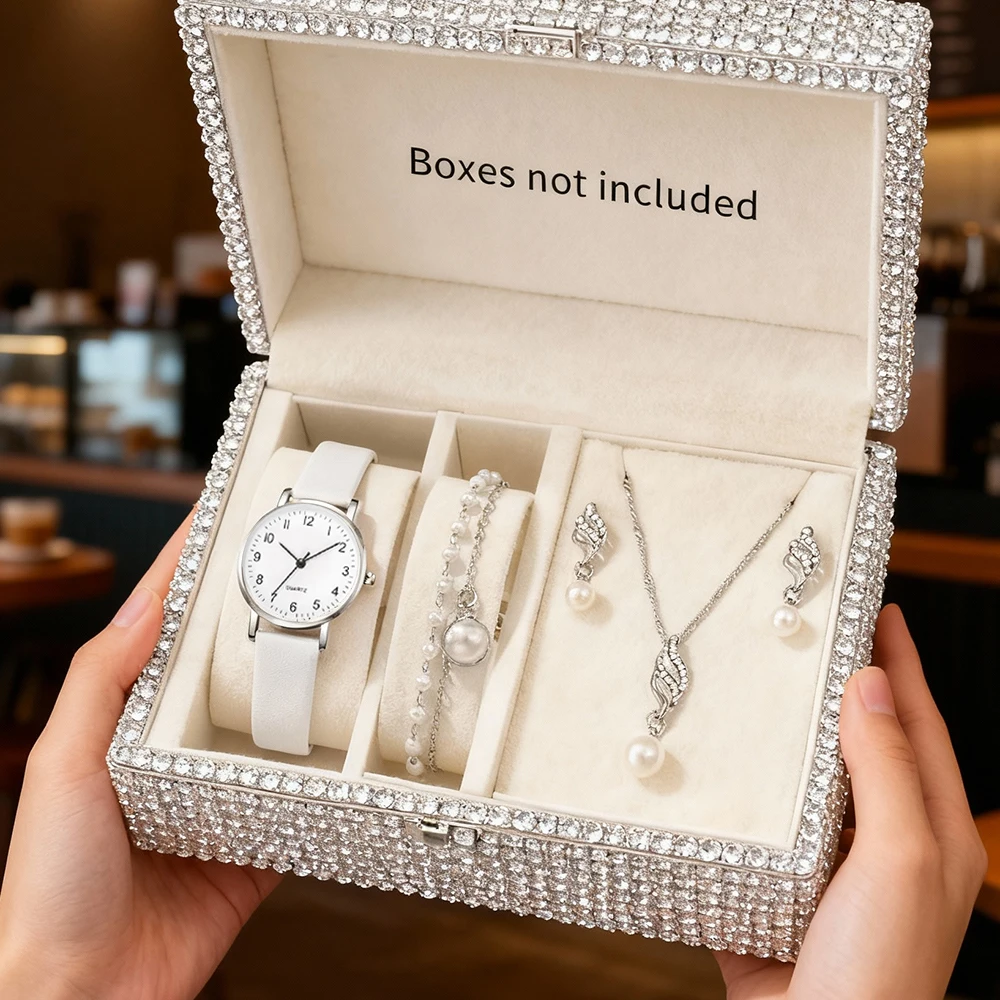 5Pcs Ladies' Elegant Fashion Watch Set, Ideal Gifts For Friends & Family On Valentine's Day, Easter, Ramadan And Birthdays.
