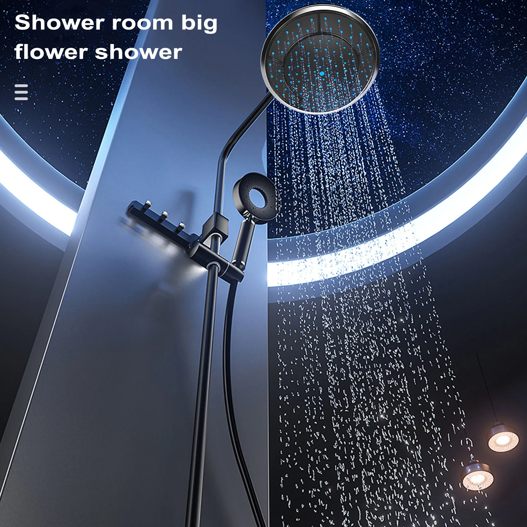 ABYL 1Pcs 25Cm Plastic Round Shape Rainfall Powered Shower Room Top Shower Roof Head Nozzle Cabin Accessories
