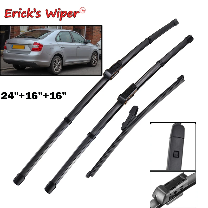 Erick\'s Wiper LHD Front & Rear Wiper Blades Set For Skoda Rapid 2012 - 2017 Windscreen Windshield Window Brushes 24\