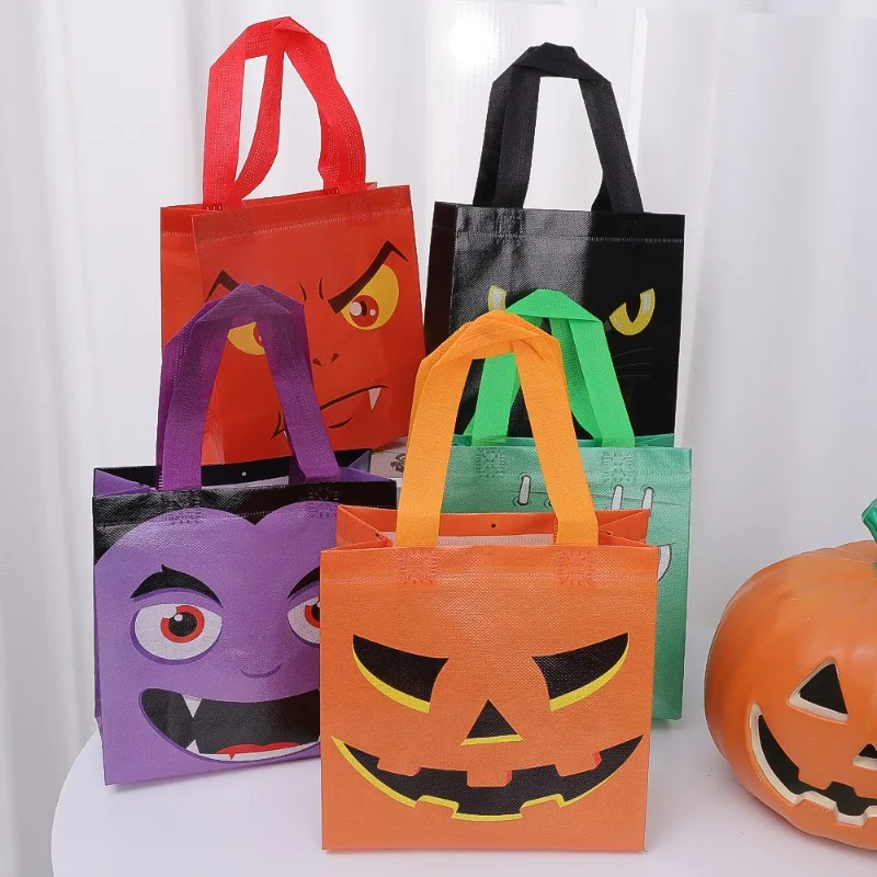 10/1PCS Halloween Non-Woven Treat Bags Protable Packaging Tote Pumpkin Ghost Cat Gift Bag Halloween Party Decoration Kids Favor