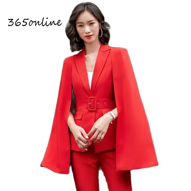 Oversize 5XL Autumn Winter Fashion Formal Women Business Suits Ladies Office Pantsuits Professional Styles Blazers Trousers Set