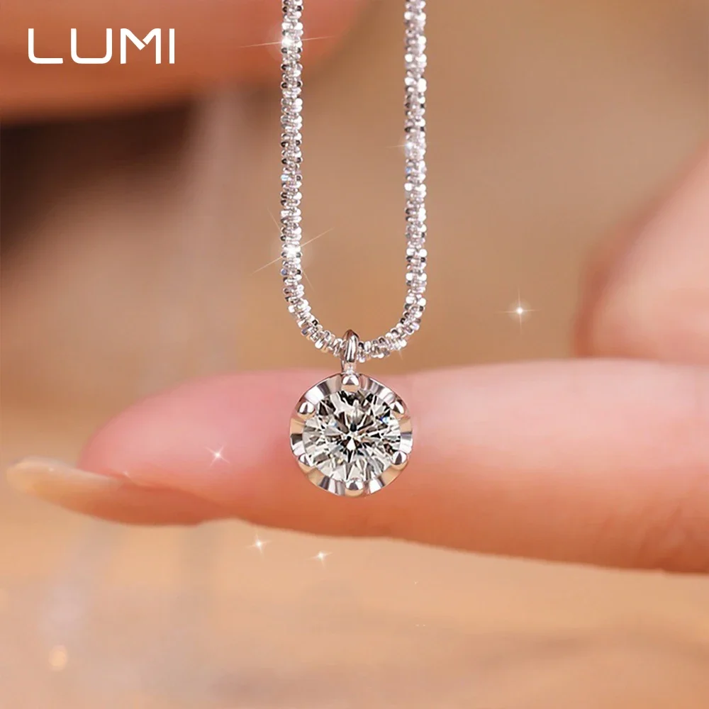 

Rippling Light Design 0.5-2CT Moissanite Pendant Necklace for Women - 925 Sterling Silver Party Anniversary Gift Fine Jewelry