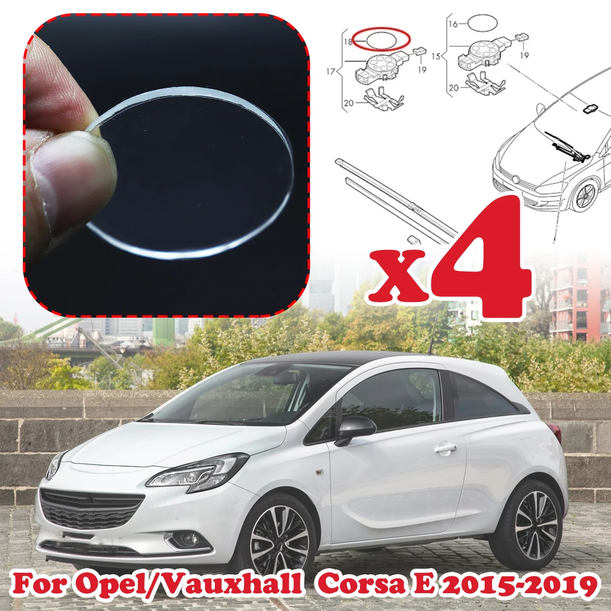 

4X For Opel/Vauxhall Corsa E 2015-2019 Rain Light Sensor Gel Pad Adhesive Film Cushion Windscreen Repair Kit Multi-Purpose Tape