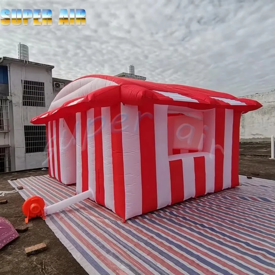 Aluguel comercial personalizado ao ar livre quiosque inflável vermelho barraca inflável da loja com portas para venda