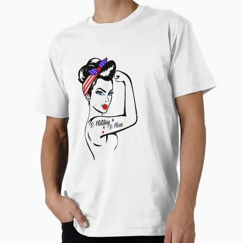 Military Mom T Shirt Girl Power Rosie The Rivete Made USA AUS M 2XL