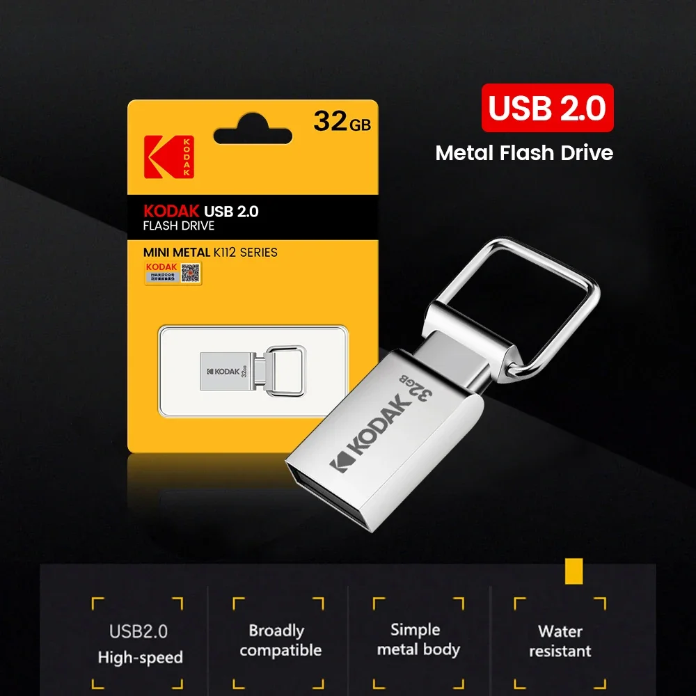 KODAK-Mini clé USB étanche avec porte-clés, clé USB K112, disque USB 2.0, 64 Go, 32 Go, 128 Go, PC MacPle, voiture