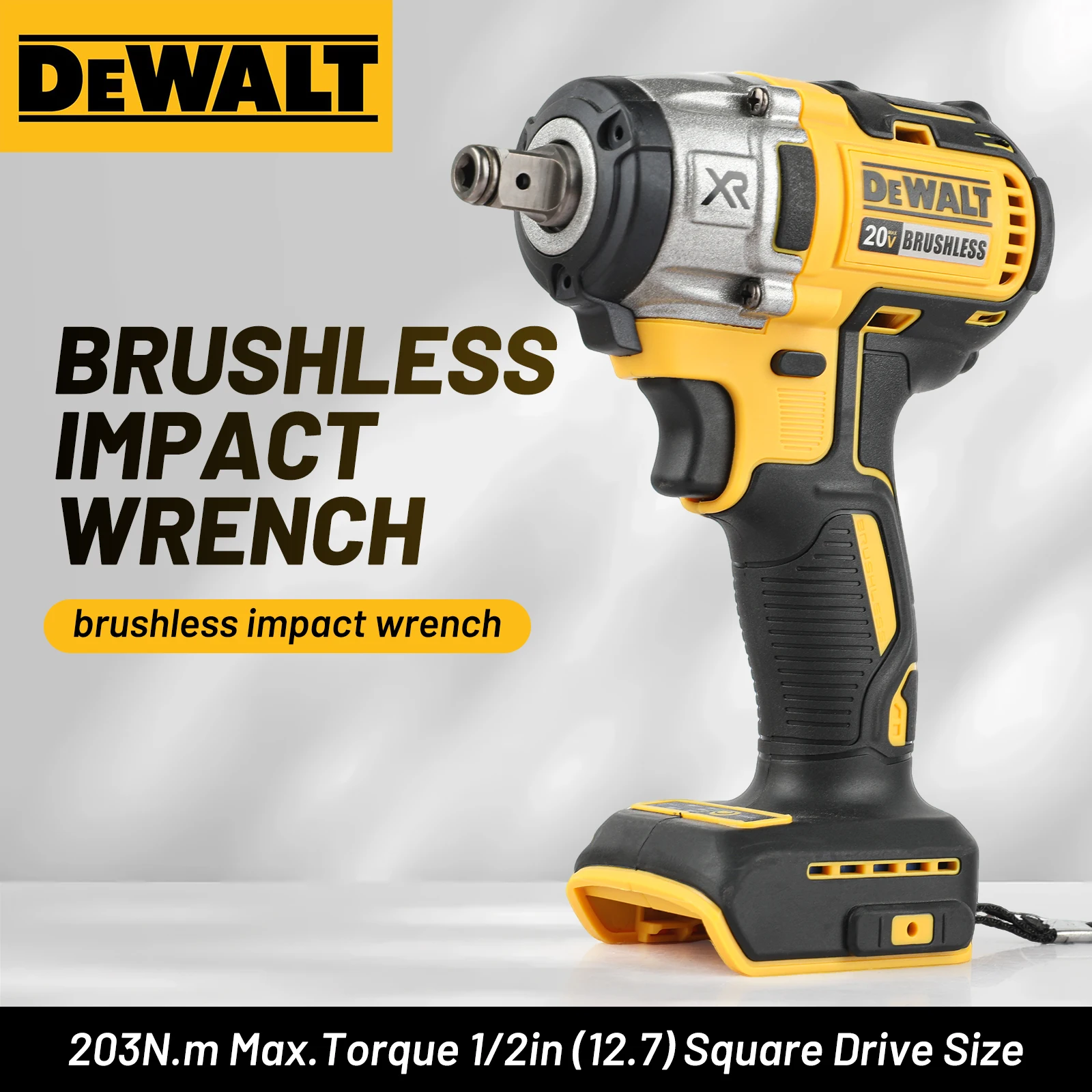 DEWALT DCF880 Compact Cordless Wrench 20V Brushless 203N.m Lithium Battery Car Tire Disassembly Tool