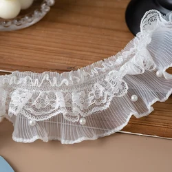 2Meters pleated lace ribbons for wedding dress decor clothing DIY crafts supplies elastic fabric needlework sewing accessories