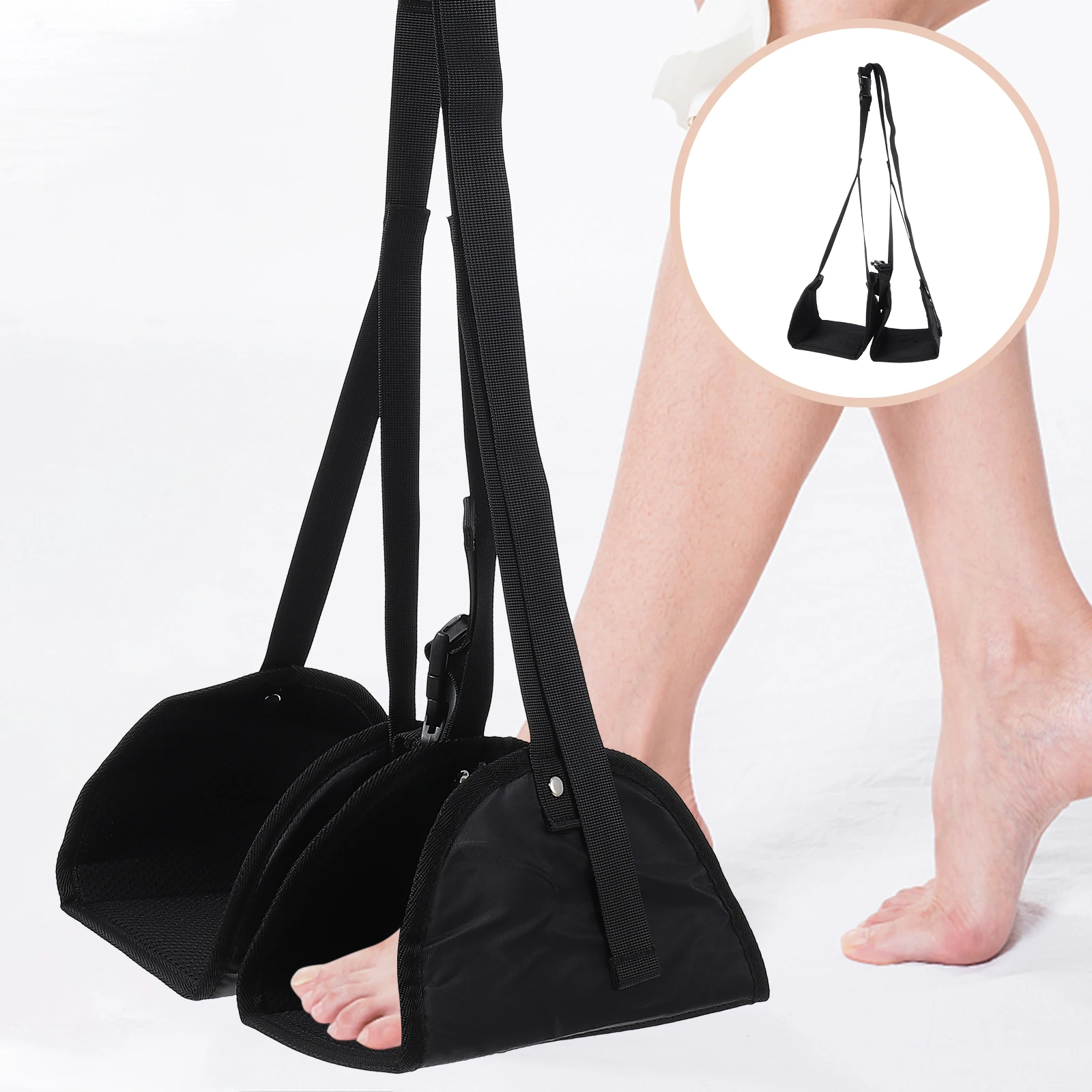 

Foot Hammock Portable Oxford Cloth Leg Rest Footrest Adjustable Height Buckle Design Travel Accessories Airplane Footrest