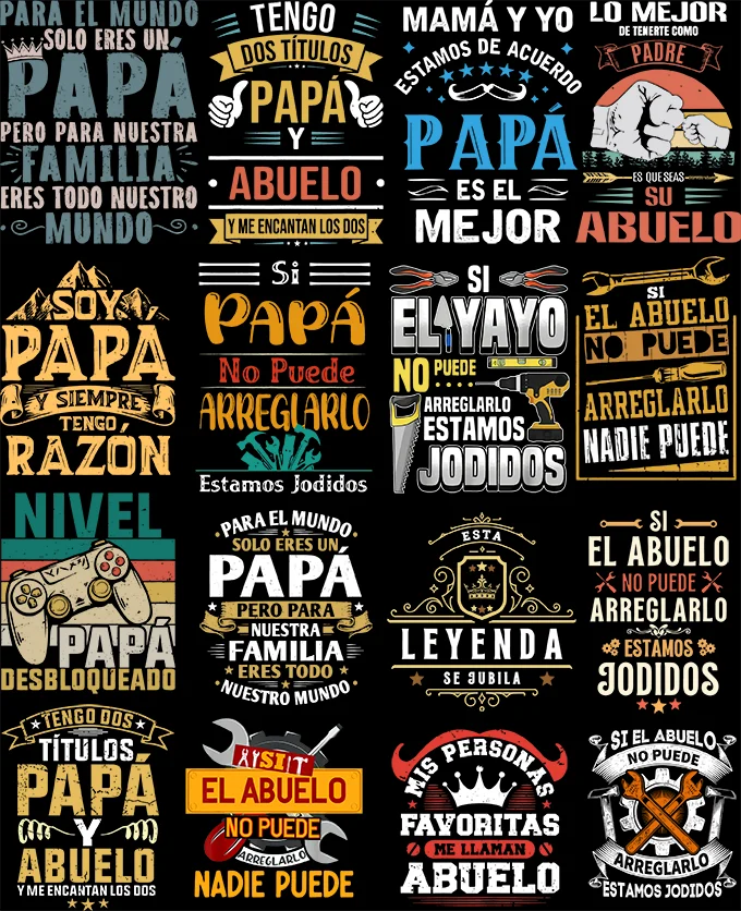 Papa You Are Our Whole World T Shirt Retro Spanish Father\'s Day Dad Gift  Mens Clothing Casual 100% Cotton Soft T-shirt EU Size